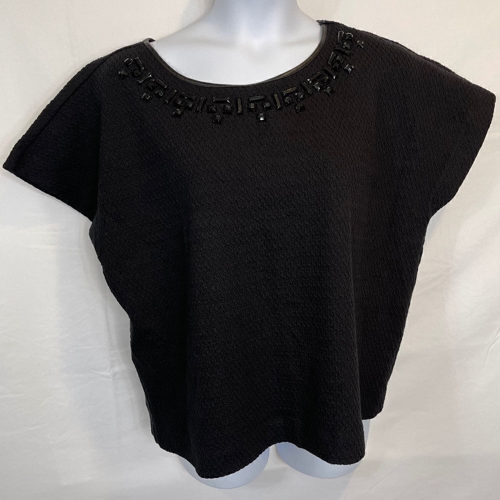 Lane Bryant textured black embellished crop top 18